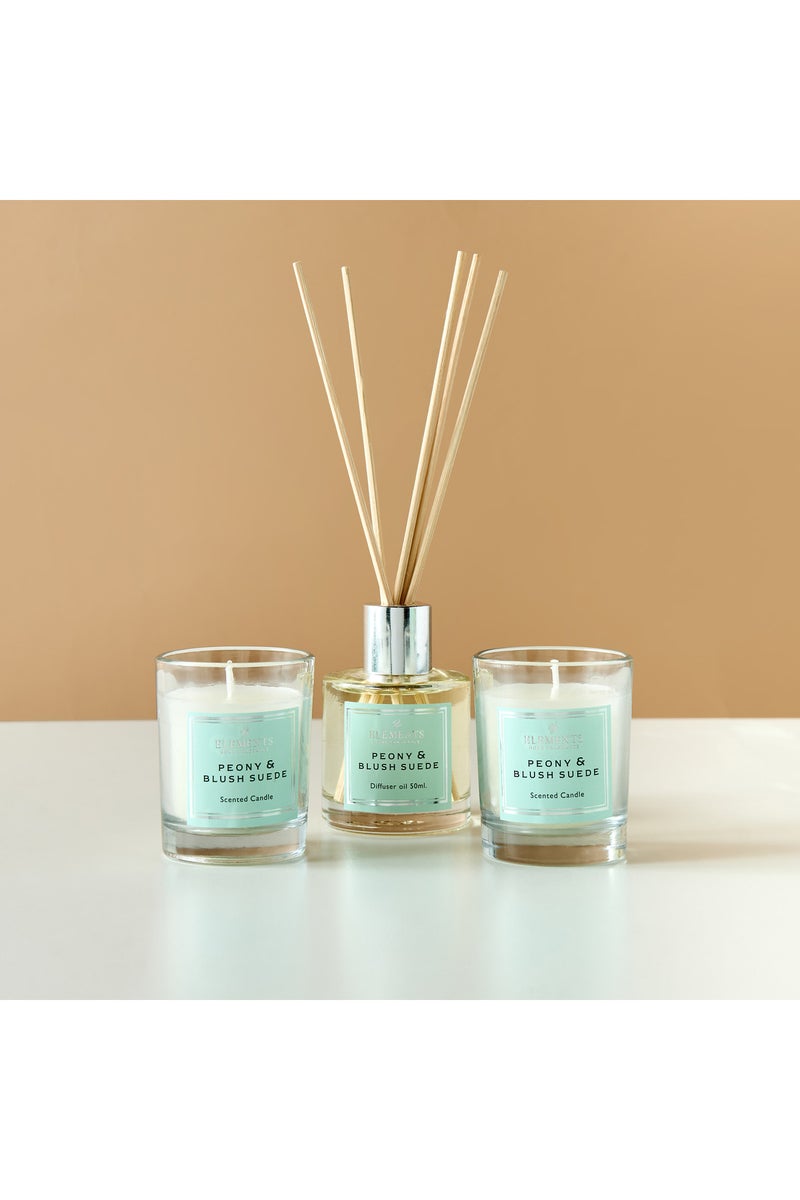 LIFESTYLE طقم هدايا مكون من 3 قطع من معطر الهواء بالقصب وزجاجة الشمع بوني وبلش سويد - Image 2